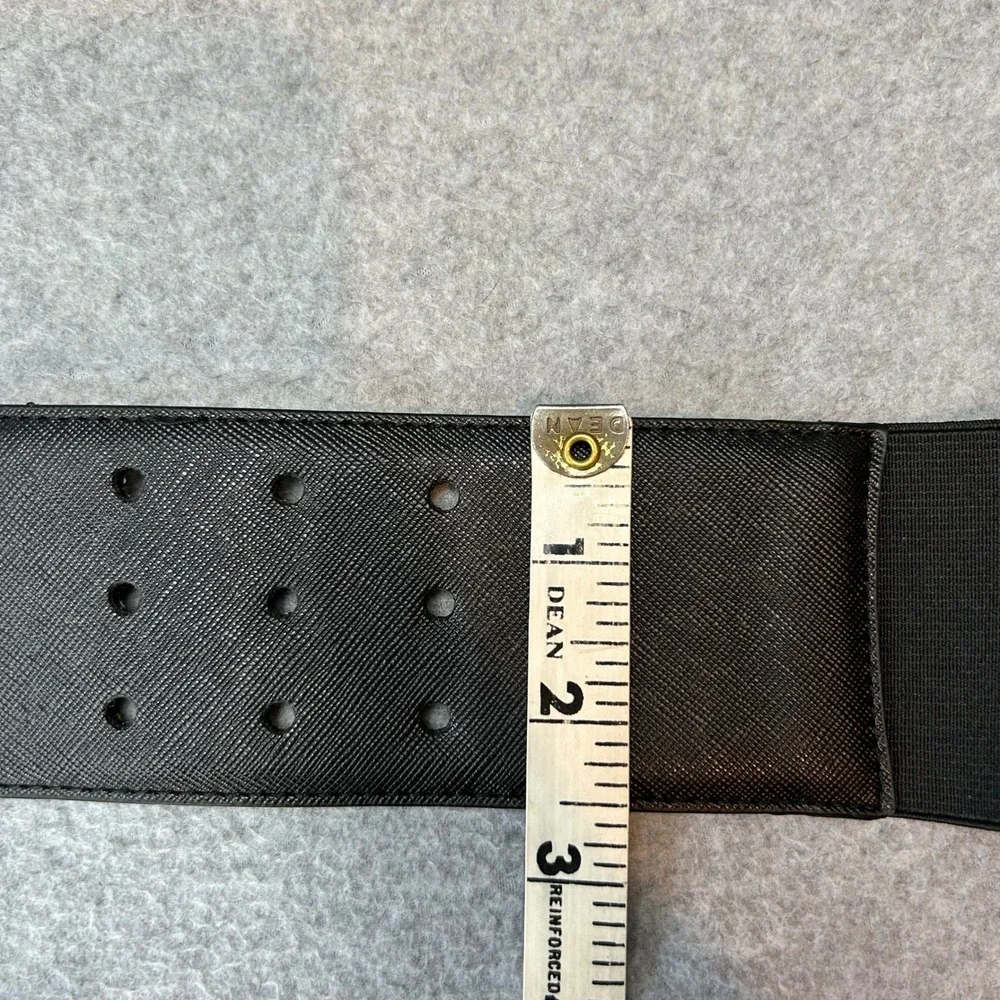 WCM New York Womens‎ Black Wide Belt Elastic Silver Buckle Statement Size L / XL